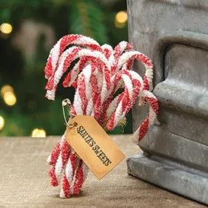 12/Set Sparkle Chenille Candy Canes  (Pack of 4)