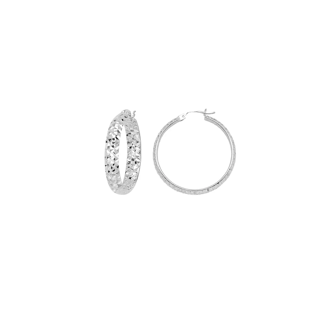 14k Gold Diamond-Cut Hoop Earrings