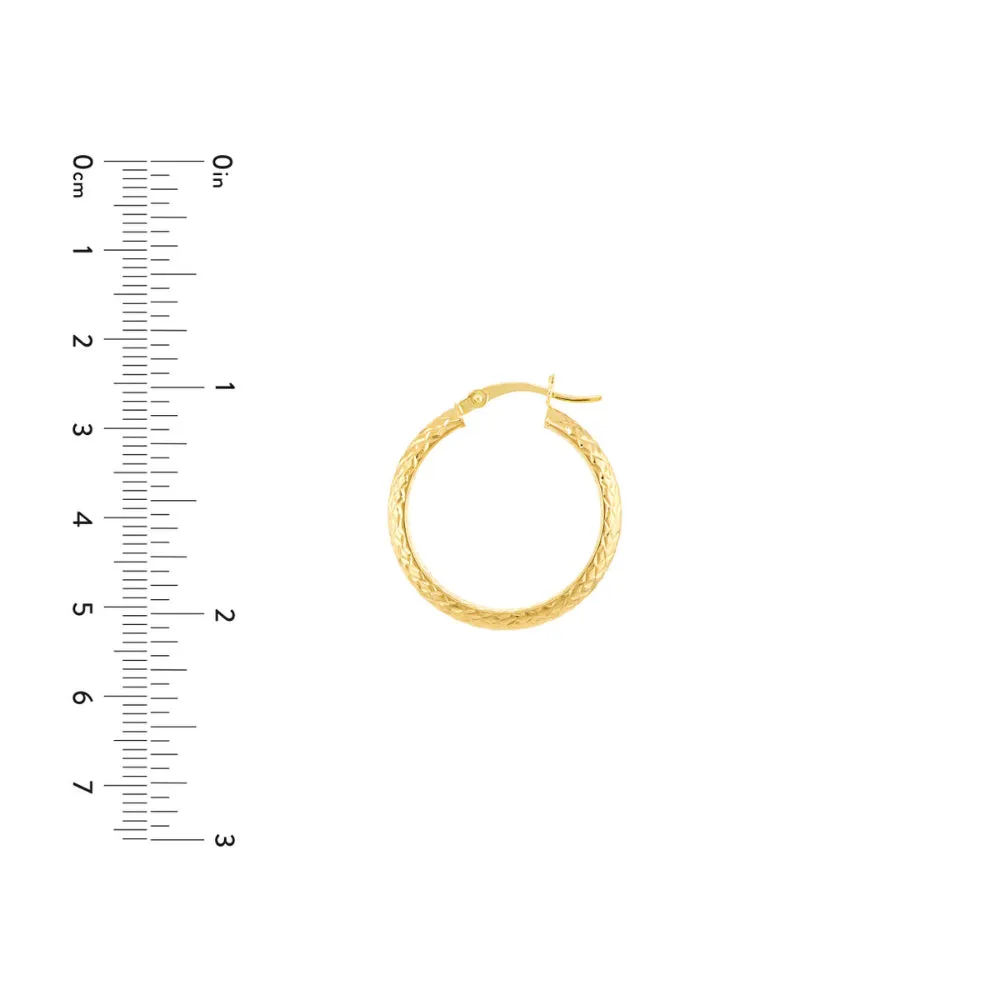 14k Gold Diamond-Cut Hoop Earrings