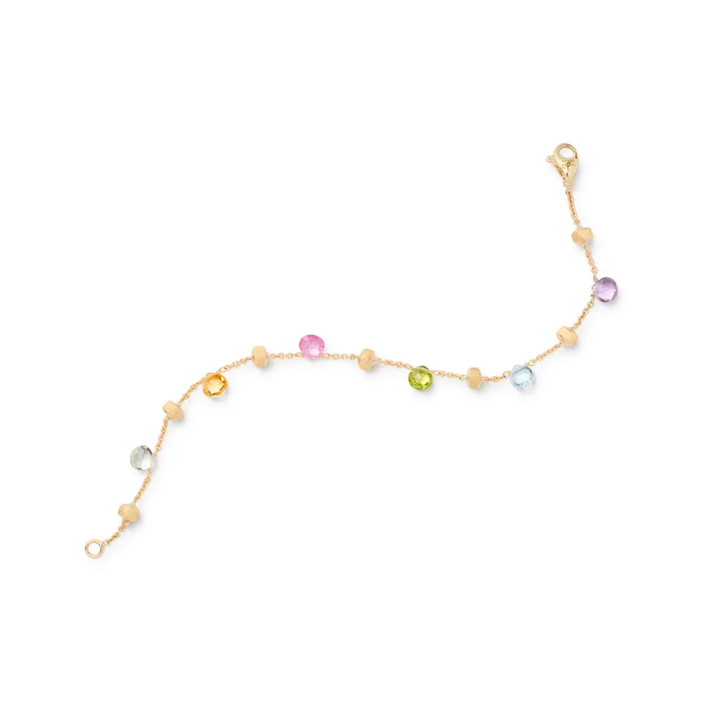 18K Gold Paradise Single-Strand Multi Gemstone Bracelet