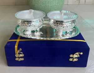 3 Elephant legs with elephant lid bowl 2 pcs set with tray in gift box-GRIH001GB