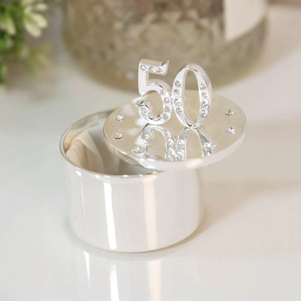 50th Silver Photo Crystal Trinket Box (Widdop)