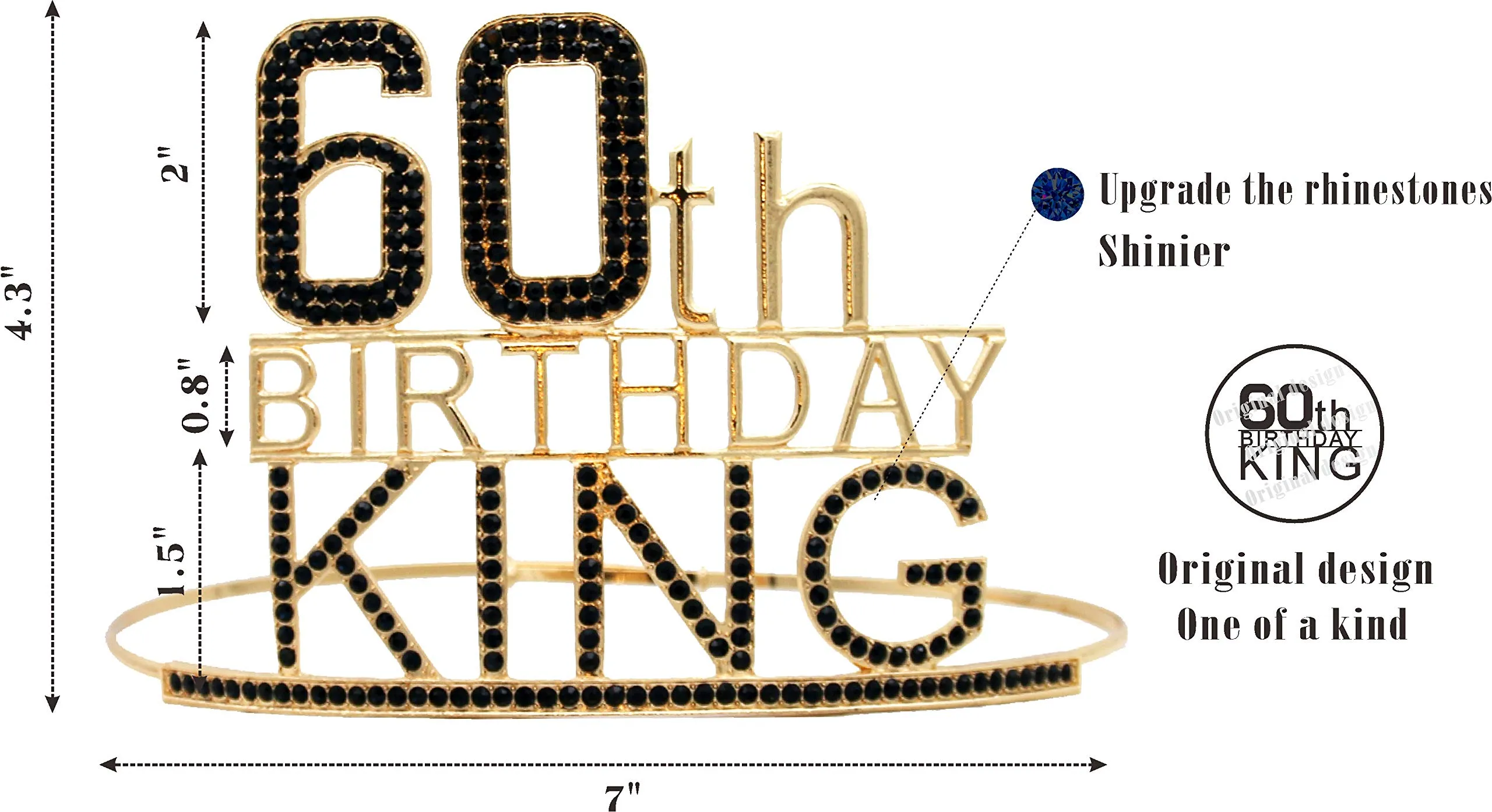 60th Birthday Gifts for Men, 60th Birthday King Crown, 60th Birthday King Sash, 60th