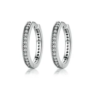 925 Sterling Silver CZ Simple Female Hoop Earring