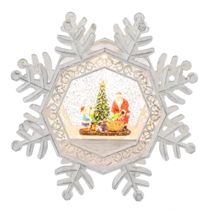 9.25" LED Light Up Shimmer Santa Scene Snowflake Snow Globe