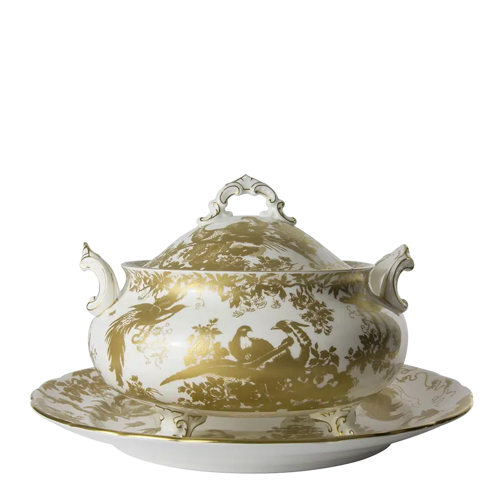 Aves Gold - Soup Tureen & Stand (Royal Crown Derby)