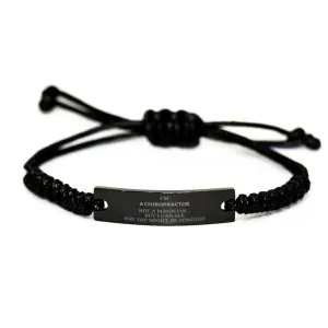 Badass Chiropractor Gifts, I'm Chiropractor not a magician, Sarcastic Black Rope Bracelet for Chiropractor Birthday Christmas for  Men, Women, Friends, Coworkers