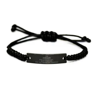 Badass Dealer Gifts, I'm Dealer not a magician, Sarcastic Black Rope Bracelet for Dealer Birthday Christmas for  Men, Women, Friends, Coworkers