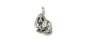 Basset Hound Charm Jewelry Sterling Silver Handmade Dog Charm BAS5-C