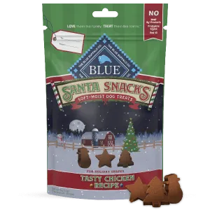 BLUE Santa Snacks Soft-Moist Dog Treats; Tasty Chicken Recipe