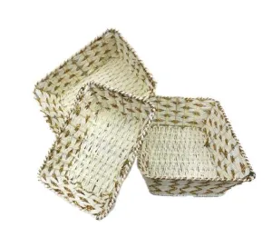 Braided Decorative Wedding Gifts or Hamper Packing Rectangle Basket