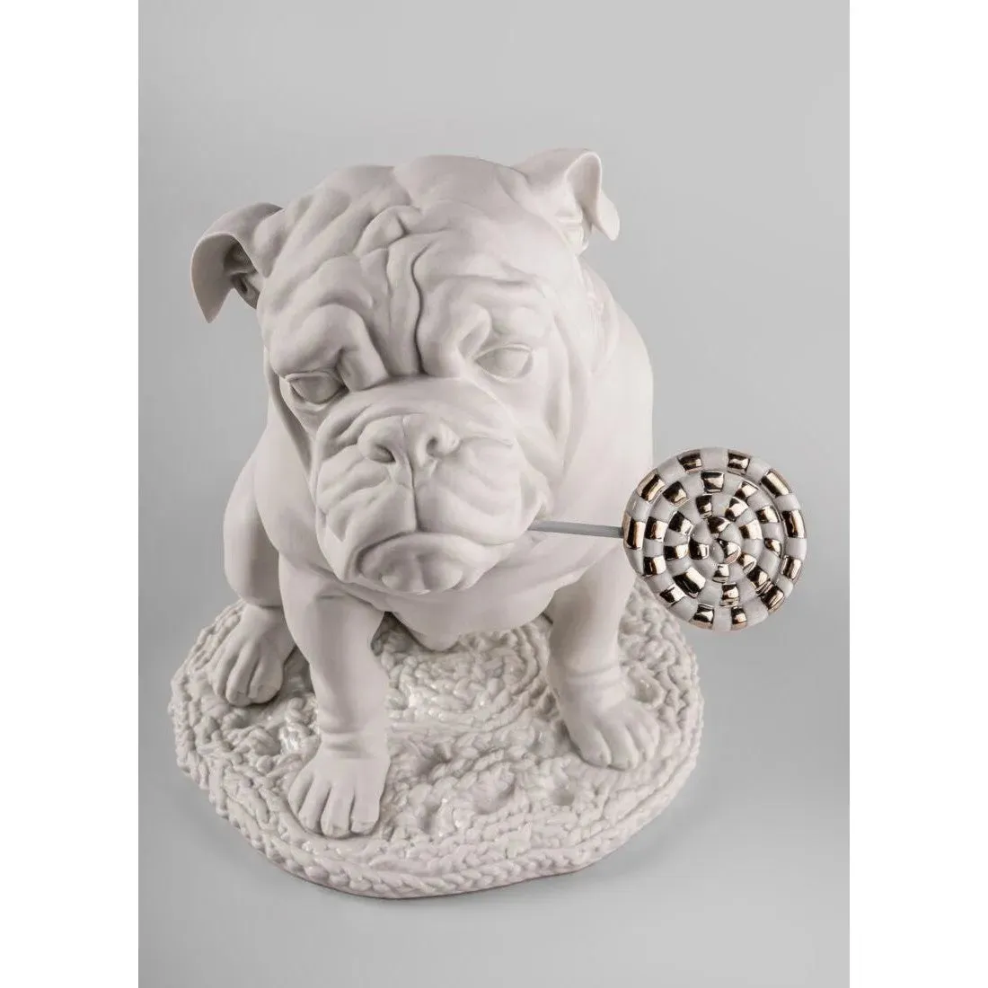 Bulldog With Lollipop Sculpture - Re-Deco (Lladro Special Order)