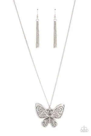 Butterfly Boutique Silver Necklace - Paparazzi Accessories