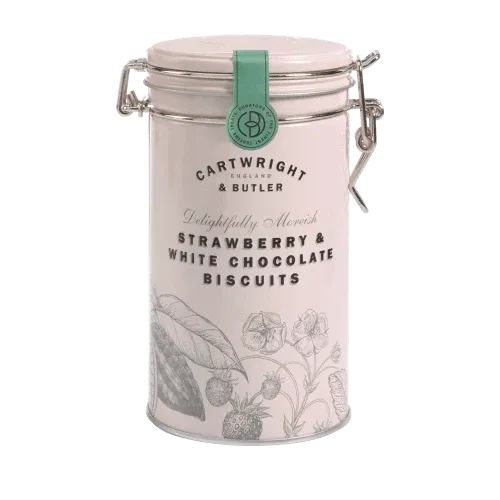 Cartwright & Butler Strawberry & White Chocolate Biscuits in Tin, 200g