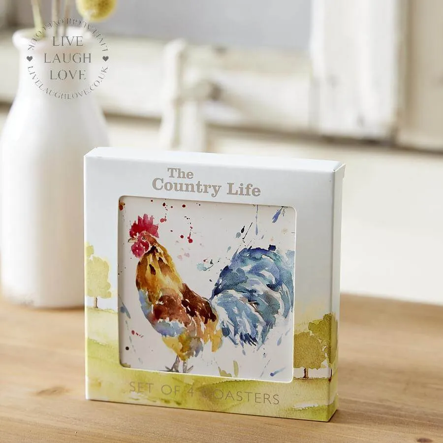 Country Life Coasters Set of 4 - Rooster