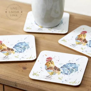 Country Life Coasters Set of 4 - Rooster