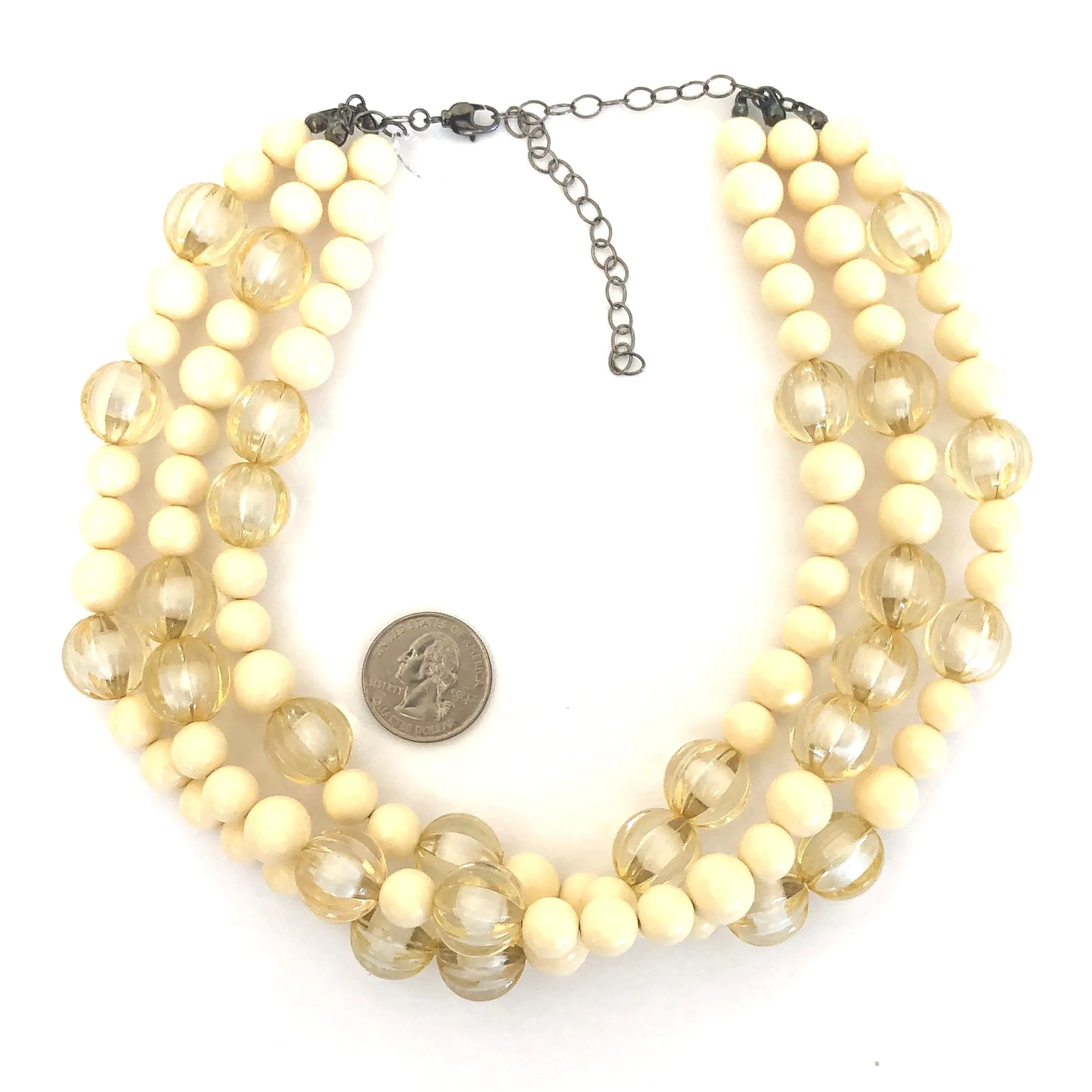 Cream White Givre' Morgan Beaded Necklace