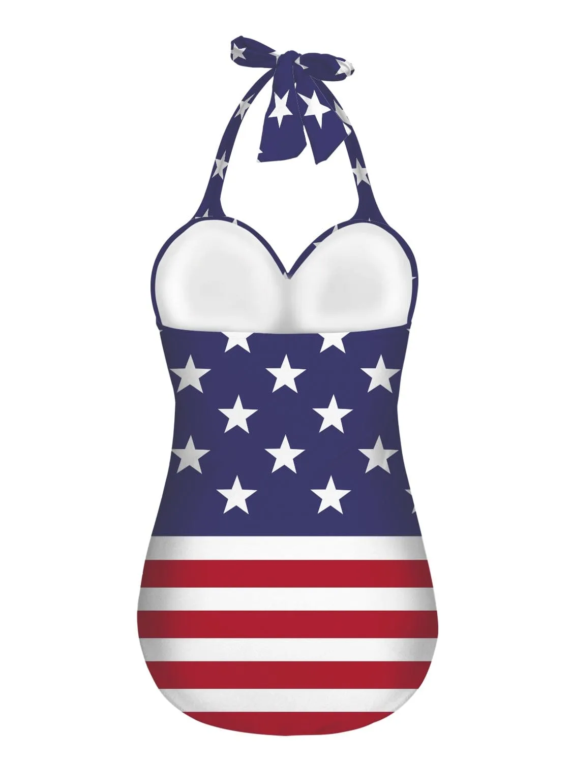 Custom Face Stars Stripes Strap Personalized One-piece Retro Bikini Swimsuit Custom One Piece Bathing Suits