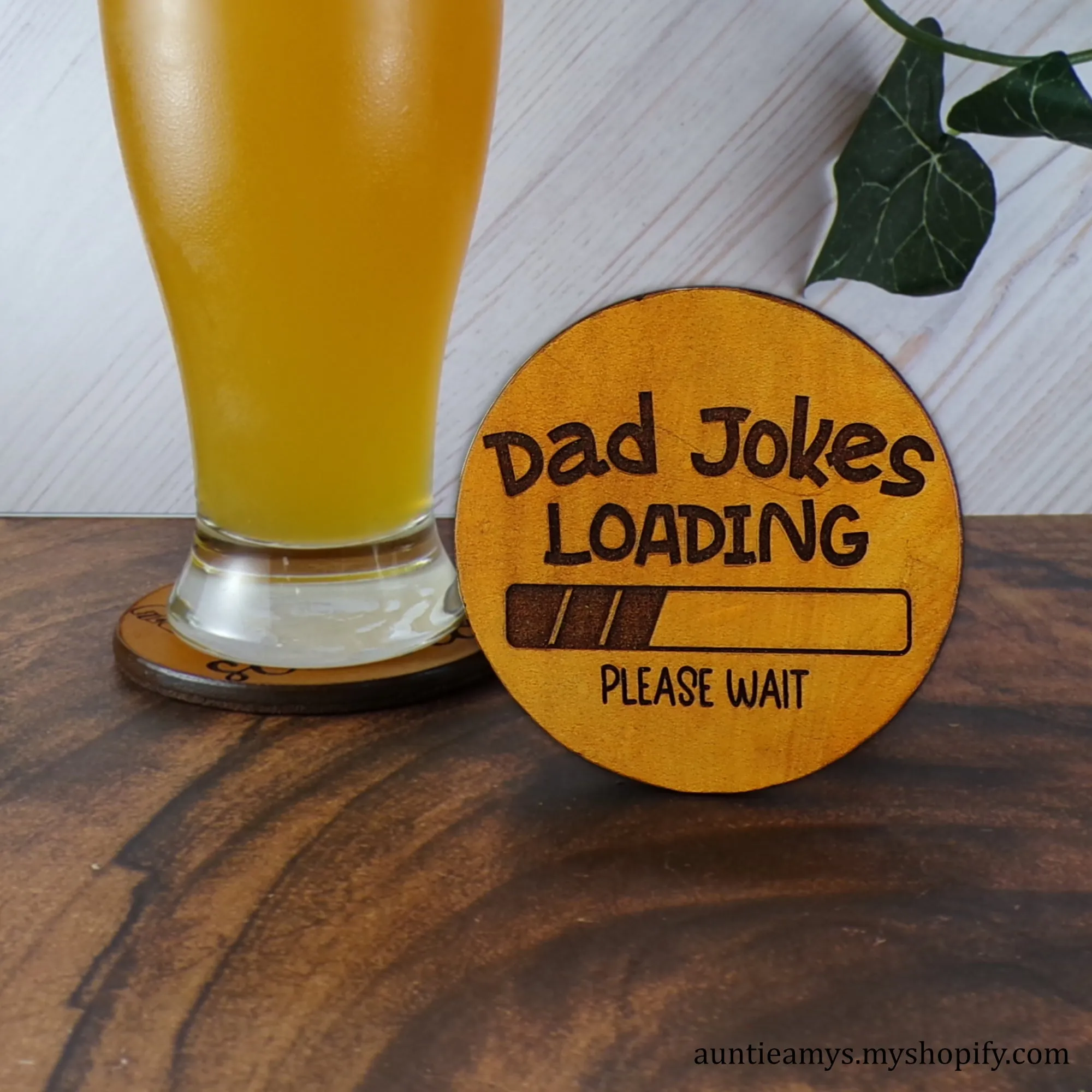 Dad Jokes Loading - Leather Coaster