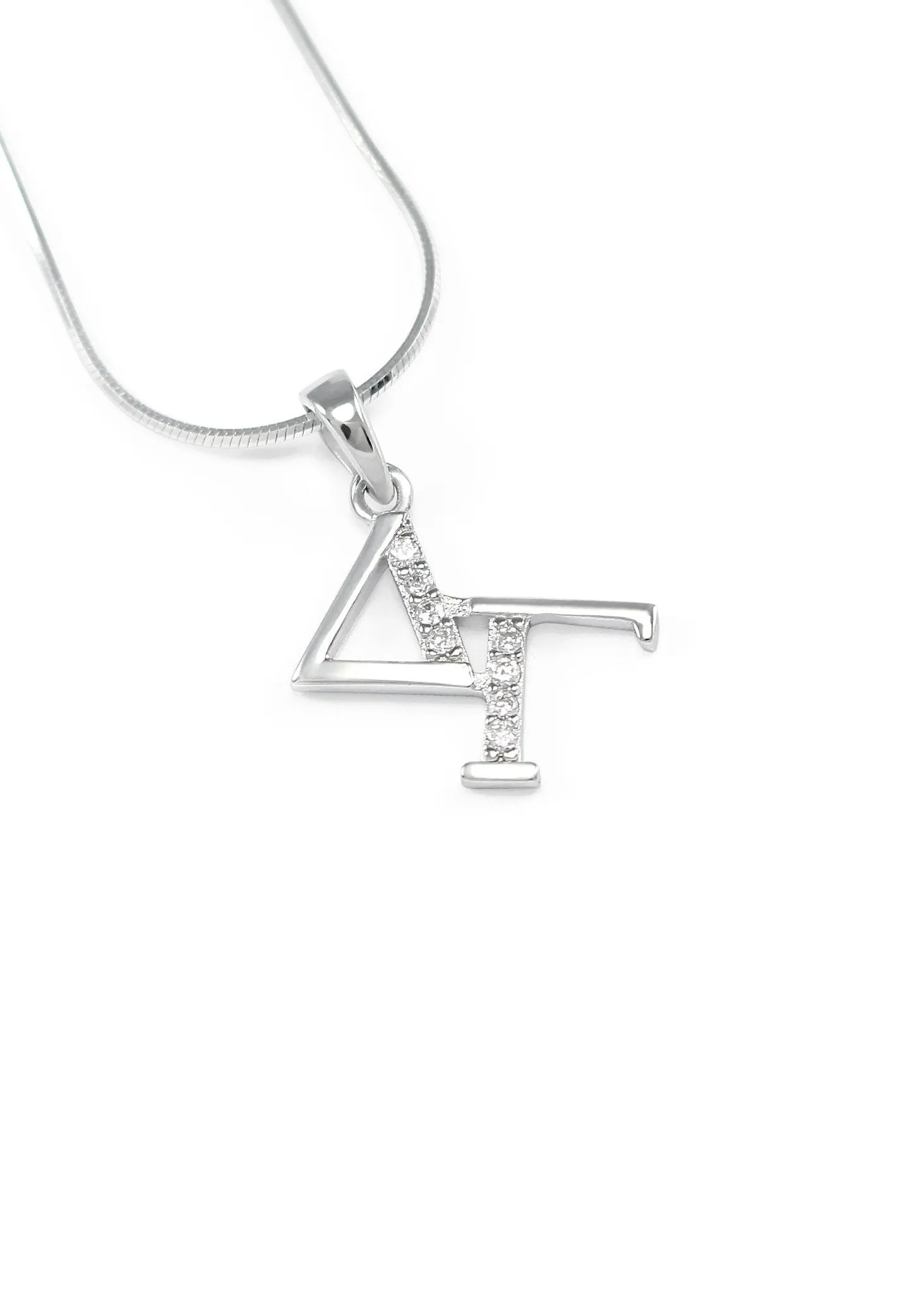 Delta Gamma Sterling Silver Diagonal Lavaliere with Simulated Diamonds