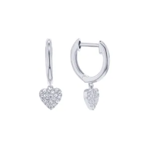 Diamond Heart Drop Earrings