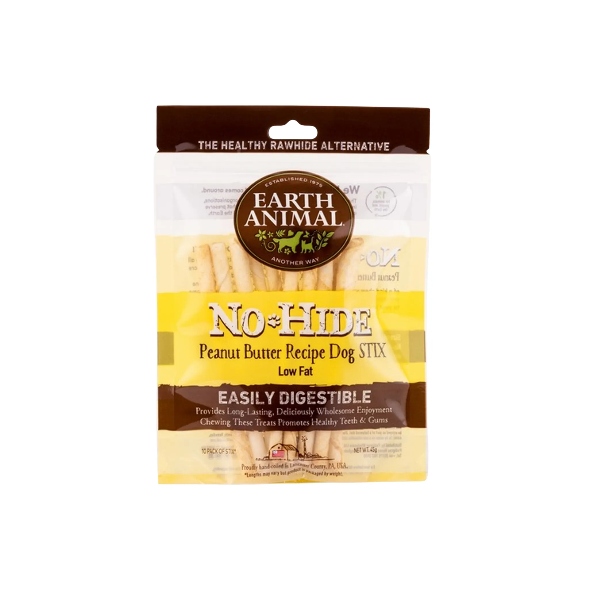 Earth Animal No-Hide Dog Stix, Available in Venison, Chicken, Beef, Salmon & Peanut Butter, 10pk (45g)