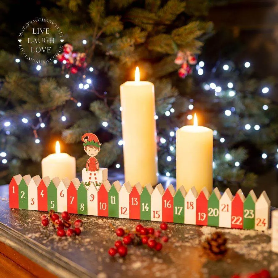 Elf on a Shelf Wooden Advent Calendar Ruler - Festive Countdown Decor