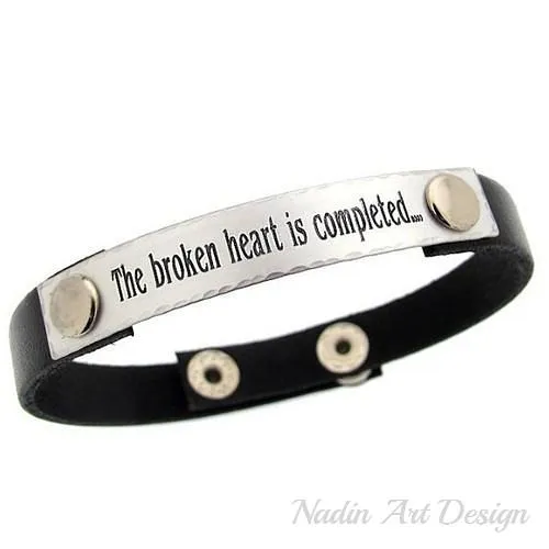 Engraved Sterling Silver and Leather Wristband