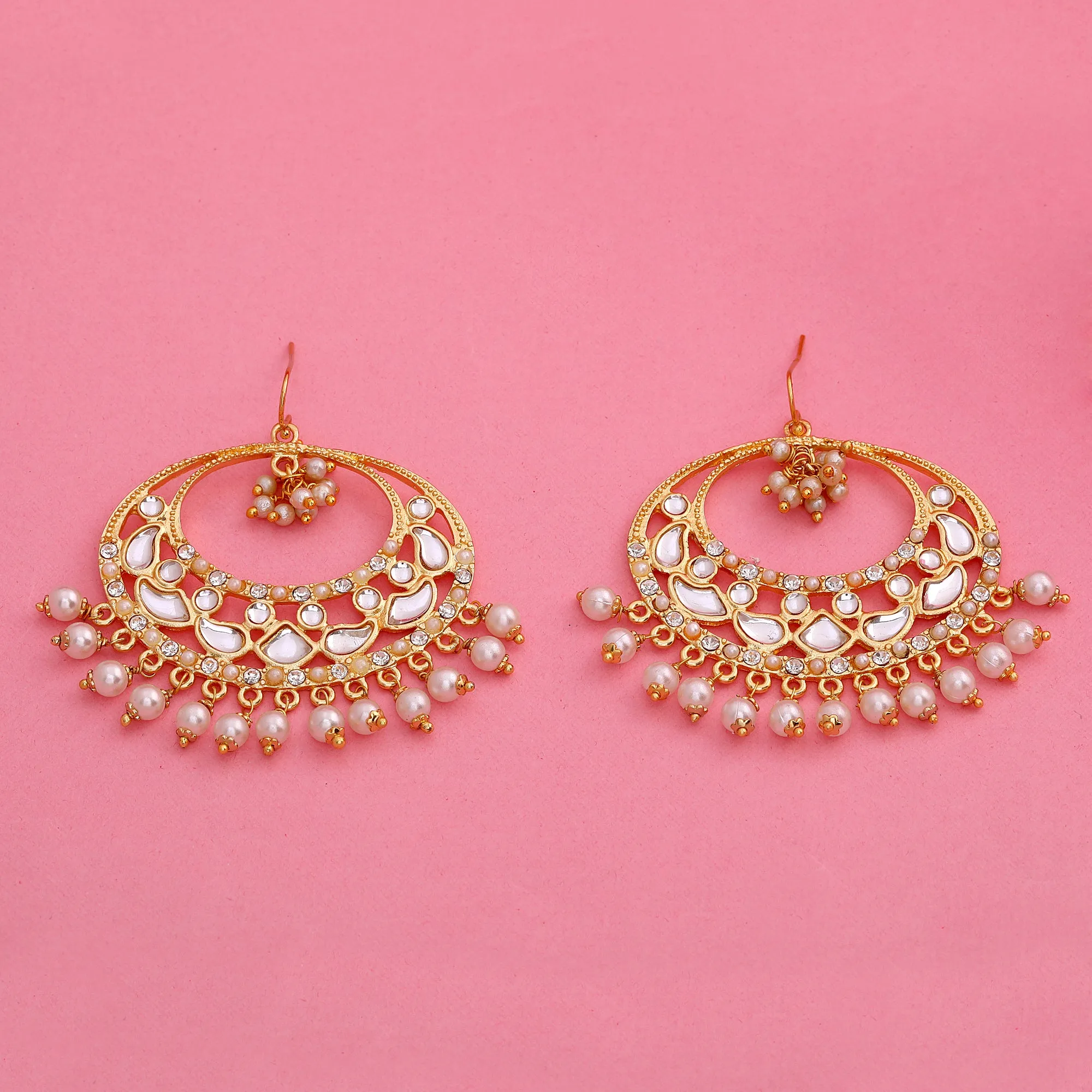 Estele - Stylish Fancy Party Wear Kundan Chandbali Earrings