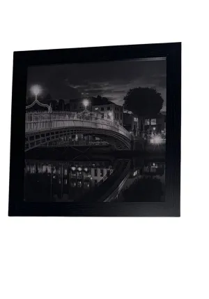 Framed Black And White Irish Bridge Picture