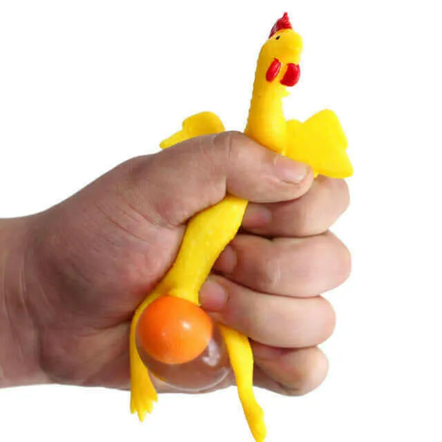 Funny Egg-laying chicken keychain Squishy Squeeze