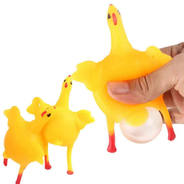 Funny Egg-laying chicken keychain Squishy Squeeze