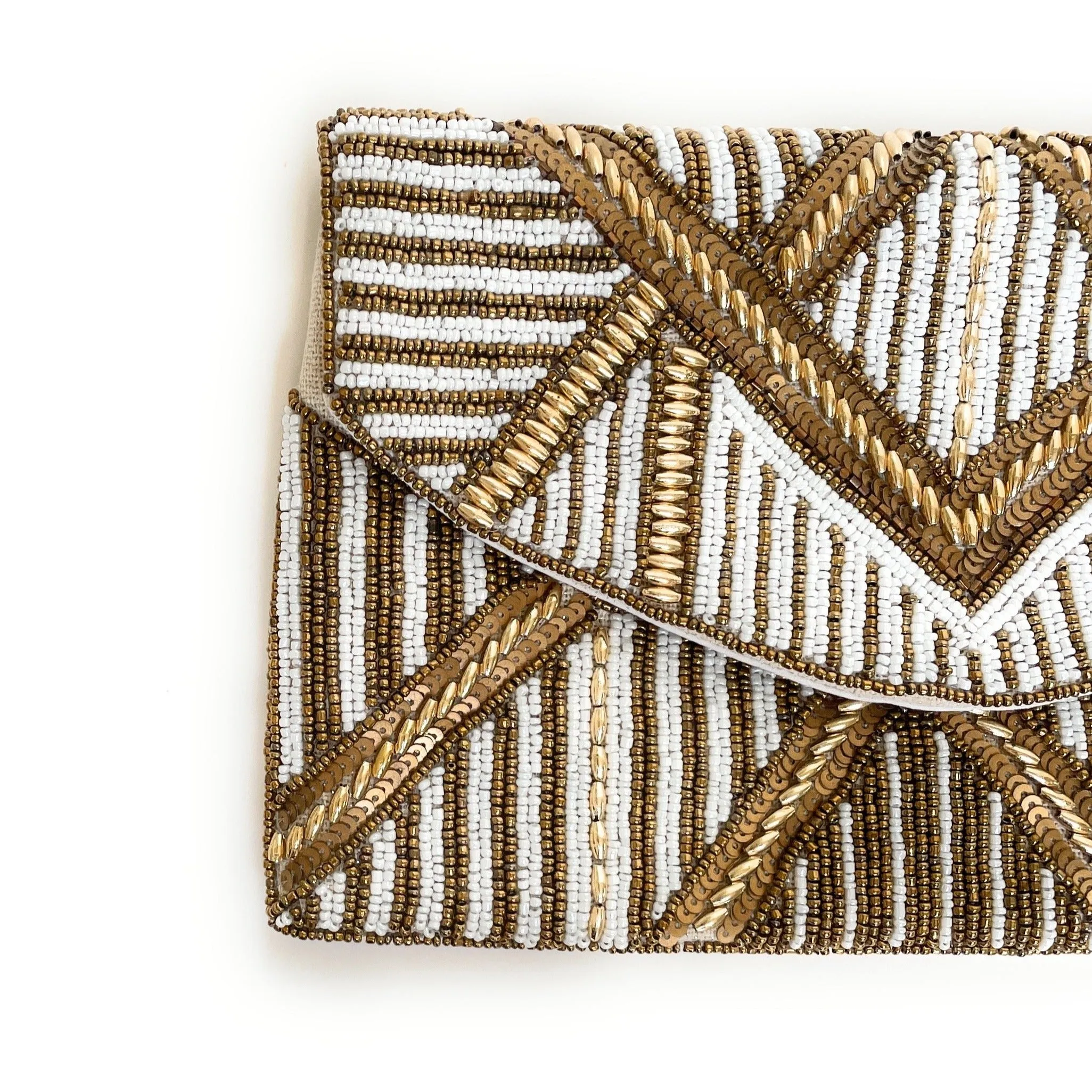 Gold Beaded Clutch Purse