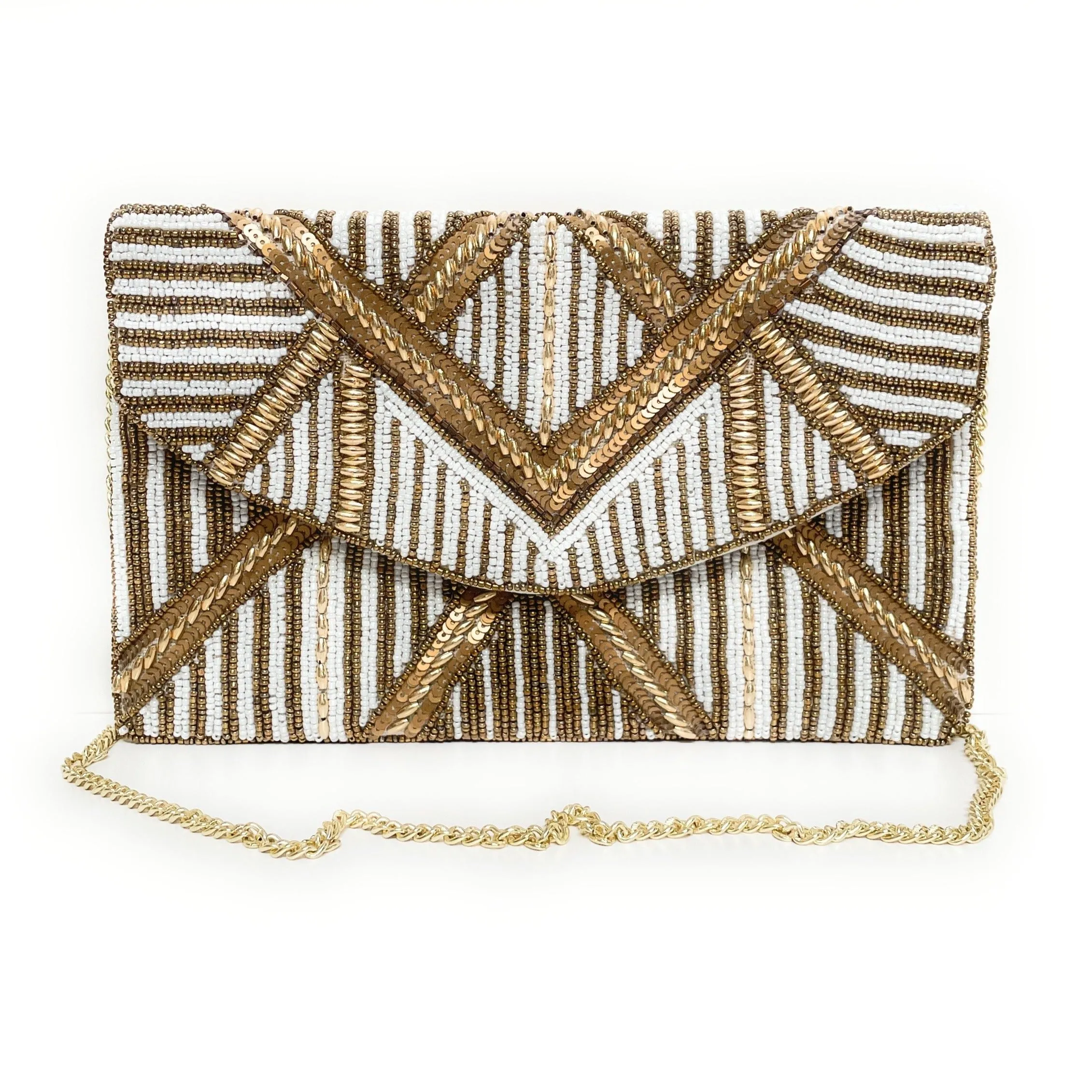 Gold Beaded Clutch Purse