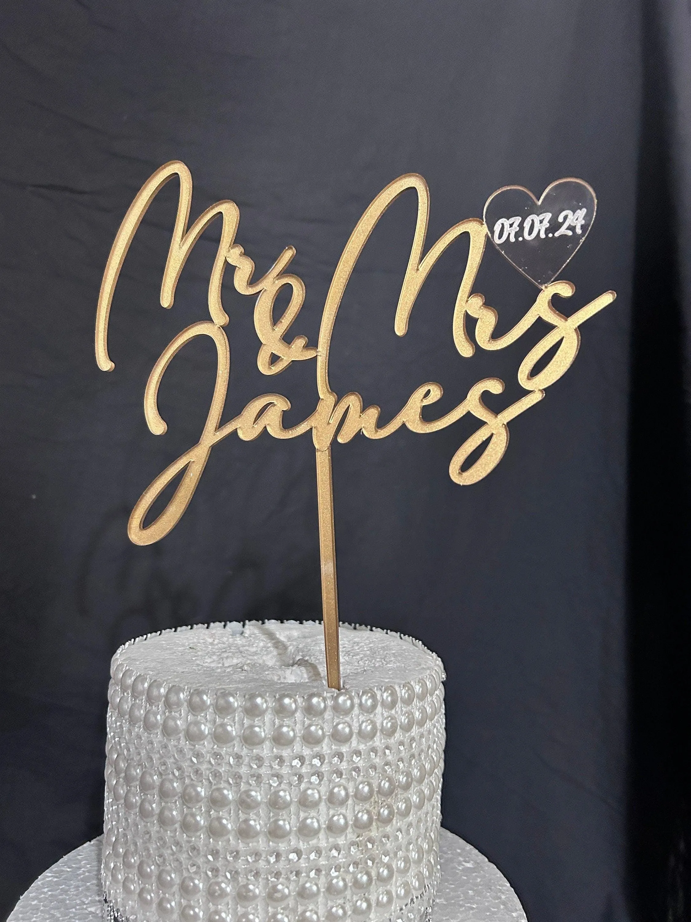 Gold Cake topper,Personalized cake topper,Rustic cake topper,monogram Custom Mr & Mrs cake topper, Wedding Cake topper by Crystal Wedding UK