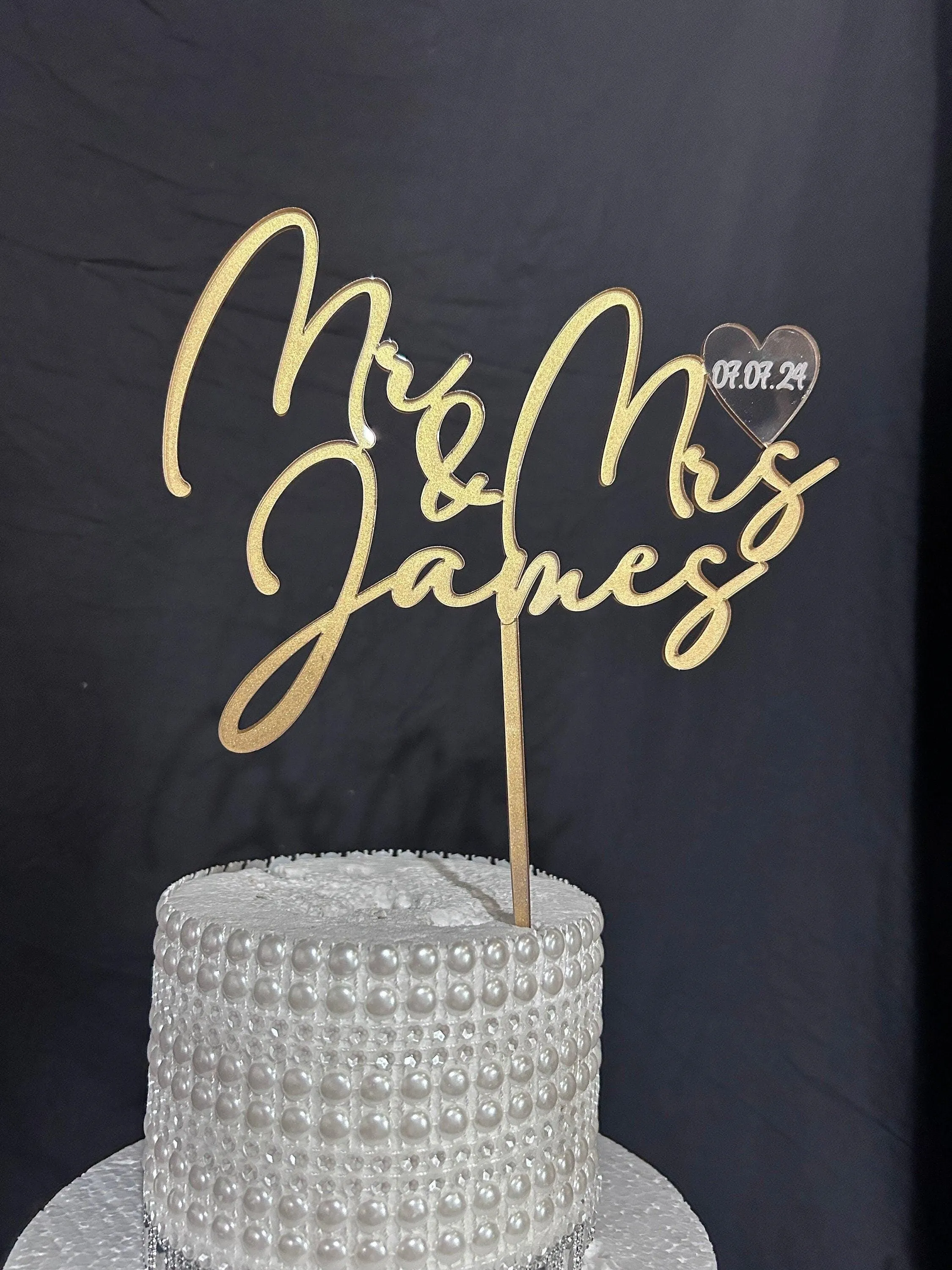 Gold Cake topper,Personalized cake topper,Rustic cake topper,monogram Custom Mr & Mrs cake topper, Wedding Cake topper by Crystal Wedding UK