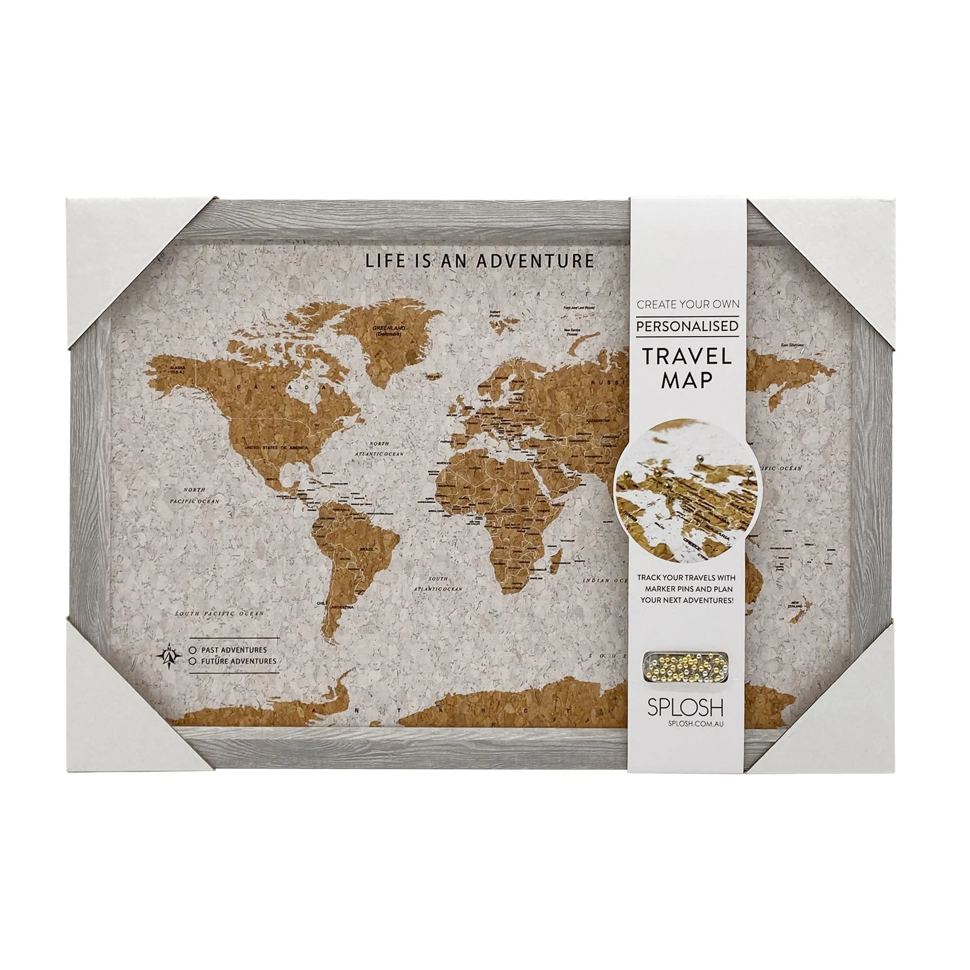 Grey Cork World Travel Map With Pins