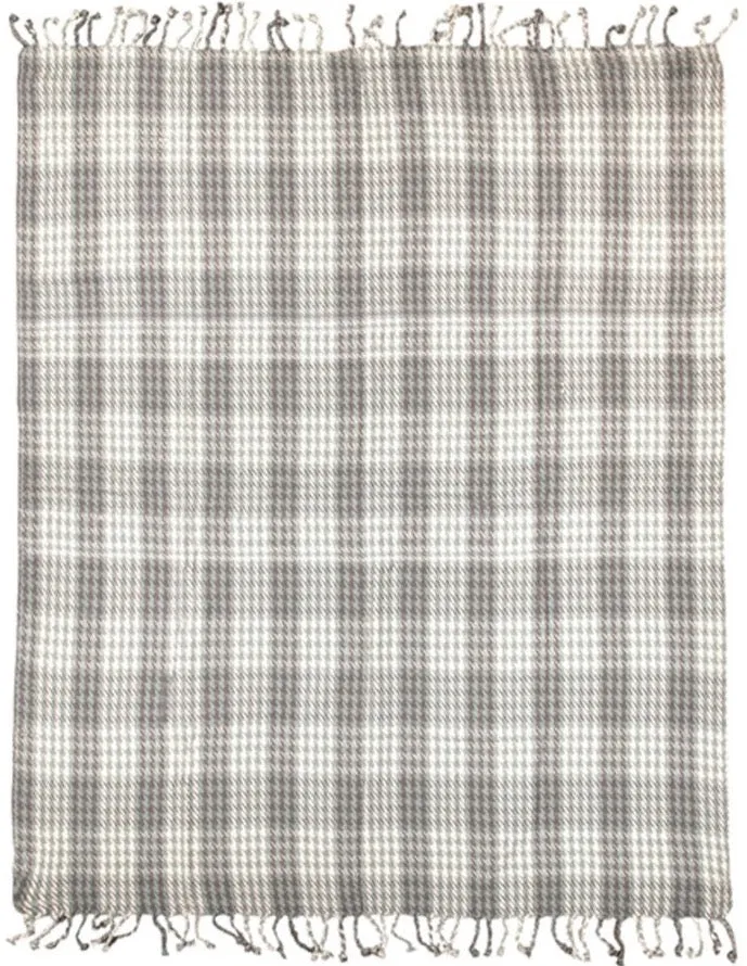 Grey Houndstooth Cotton Throw Blanket