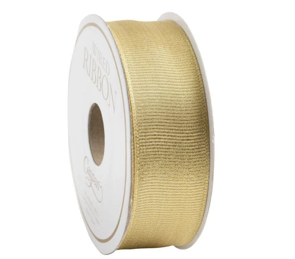 Grosgrain Gold Metallic Wired Ribbon - 1"w x 6 Yard Spool