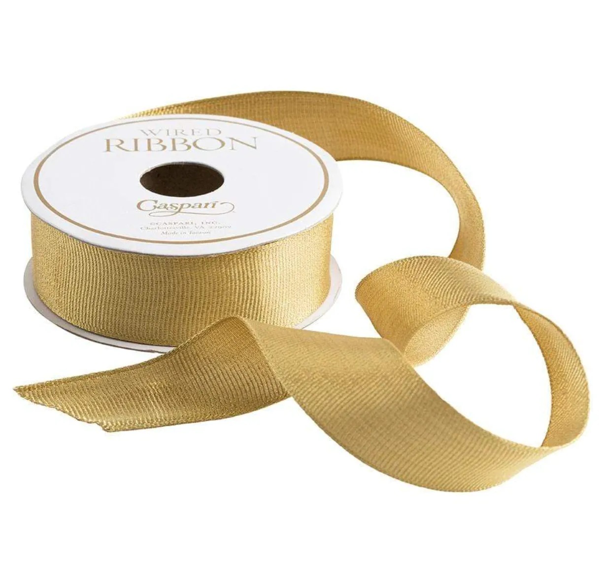 Grosgrain Gold Metallic Wired Ribbon - 1"w x 6 Yard Spool