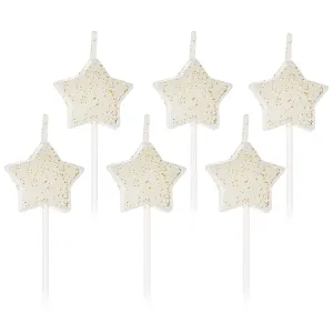 Hallmark White Star-Shaped With Glitter Birthday Candles, Set of 6