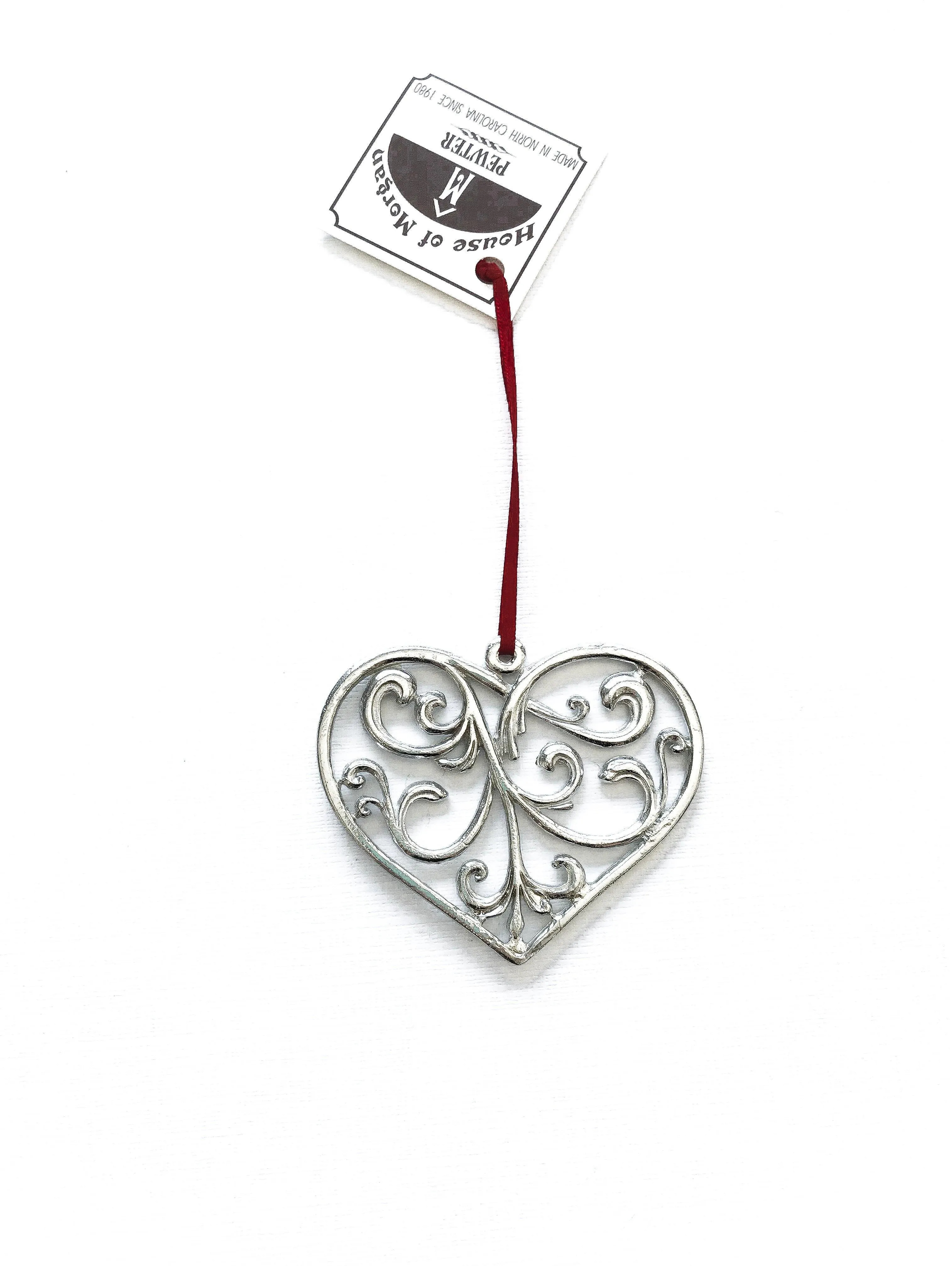 Heart Gifts - Elegant Swirly Heart Christmas Ornament