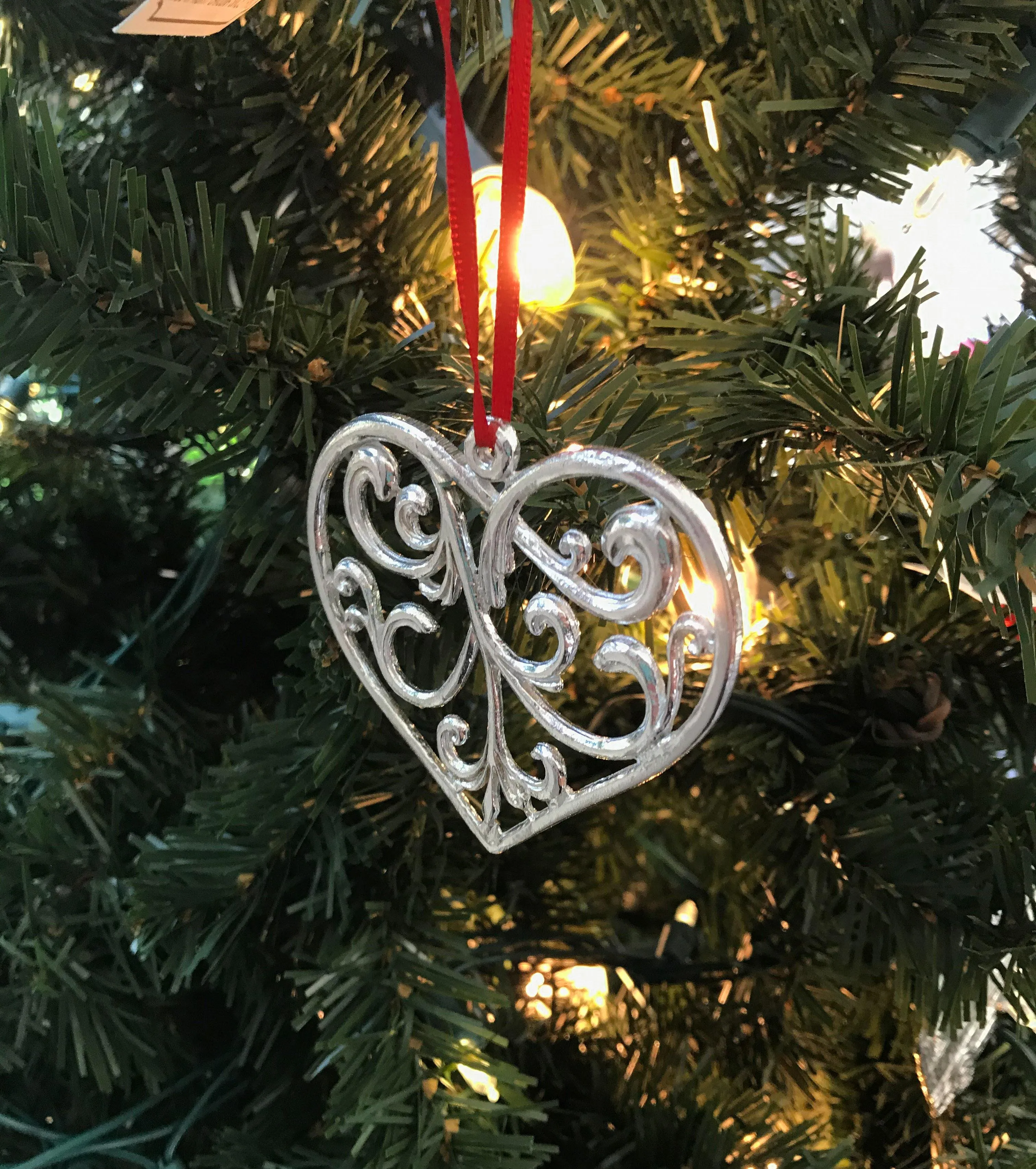 Heart Gifts - Elegant Swirly Heart Christmas Ornament