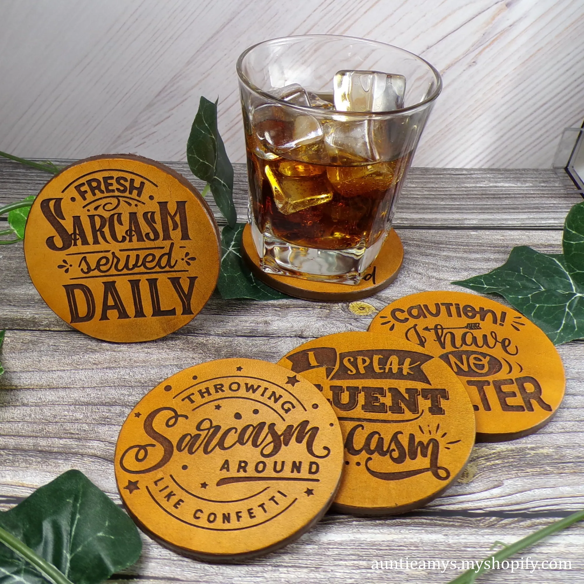 I Speak Fluent Sarcasm - Leather Coaster