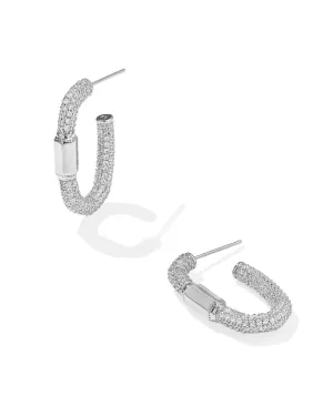 Kendra Scott Emery Silver Hoop Earrings in White Crystal