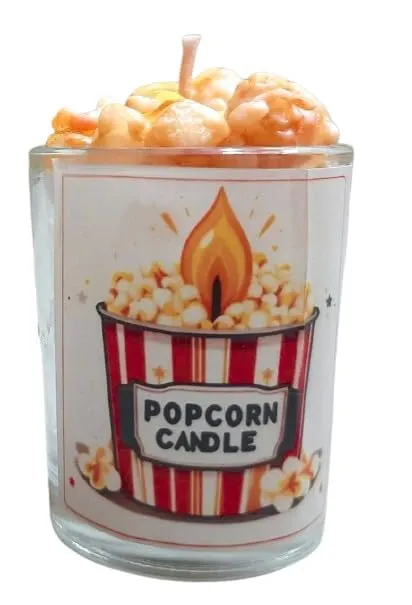 KIVASU Creation Popcorn-Shaped Scented Candle Aromatherapy Fragrance Candles in a Glass Jar,Cute Candles,Night Candle Multicolor (Set of 6)