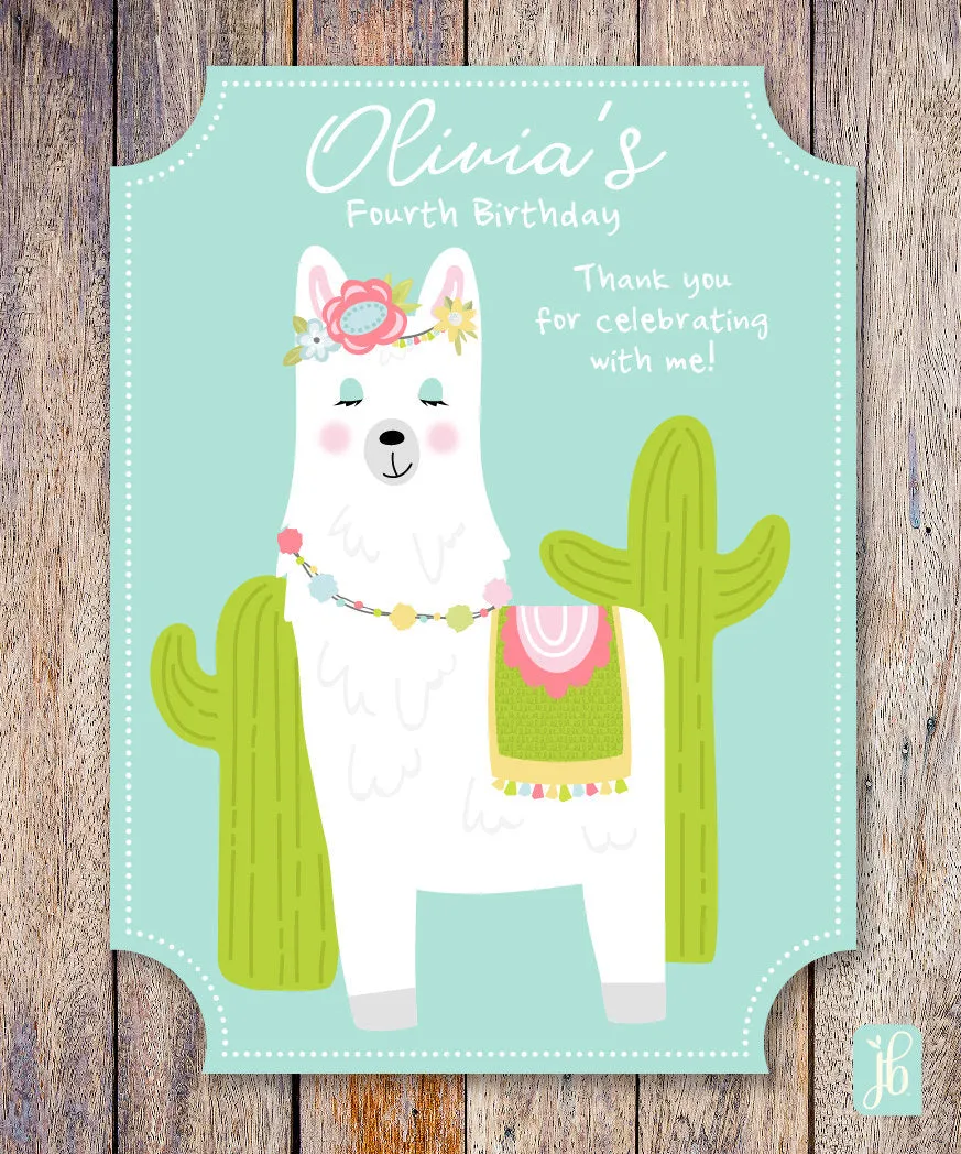 Llama Party Gift Tag Sticker