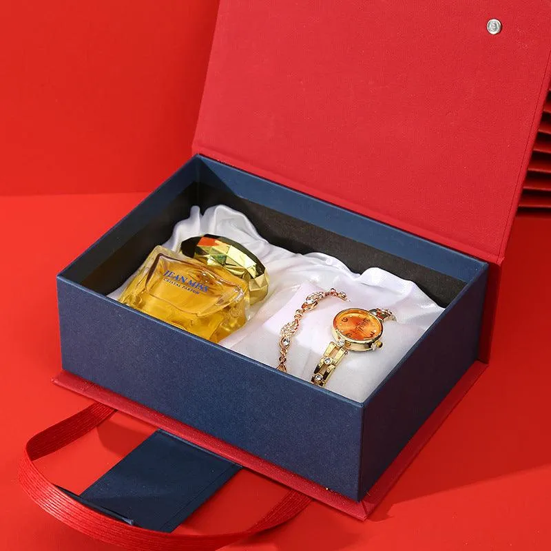 Luxury Hand Gift Set with Watch, Lipstick, and Perfume in a Stylish Gift Box