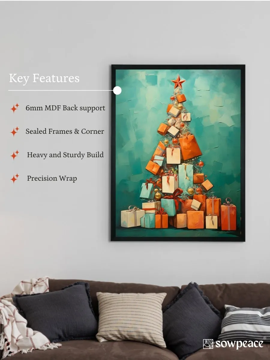 Merry & Bright: Premium Sowpeace Xmas Canvas Wall Prints – Handcrafted Indian-Inspired Art for Elegant Festive Decor