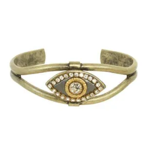 Michal Golan Silver and Gold Evil Eye Cuff Bracelet